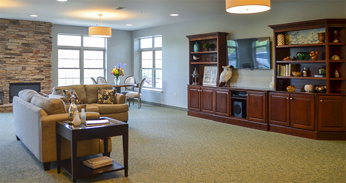 community room at senior living facility 